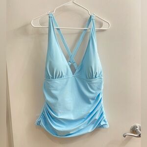 Beachsissi Light Blue V-Neck Ruching Tankini Top Size XL